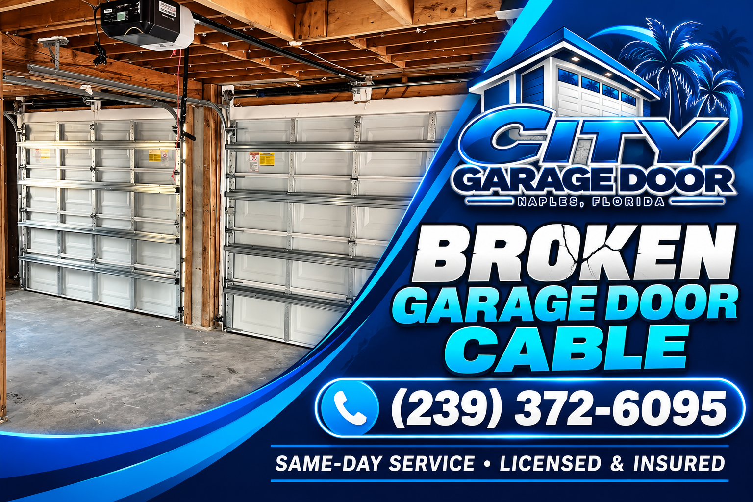 Garage Door Cable Repair in Lely, FL Garage Door Cable Repair in Lely, FL - replacing a snapped garage door lift cable in Lely