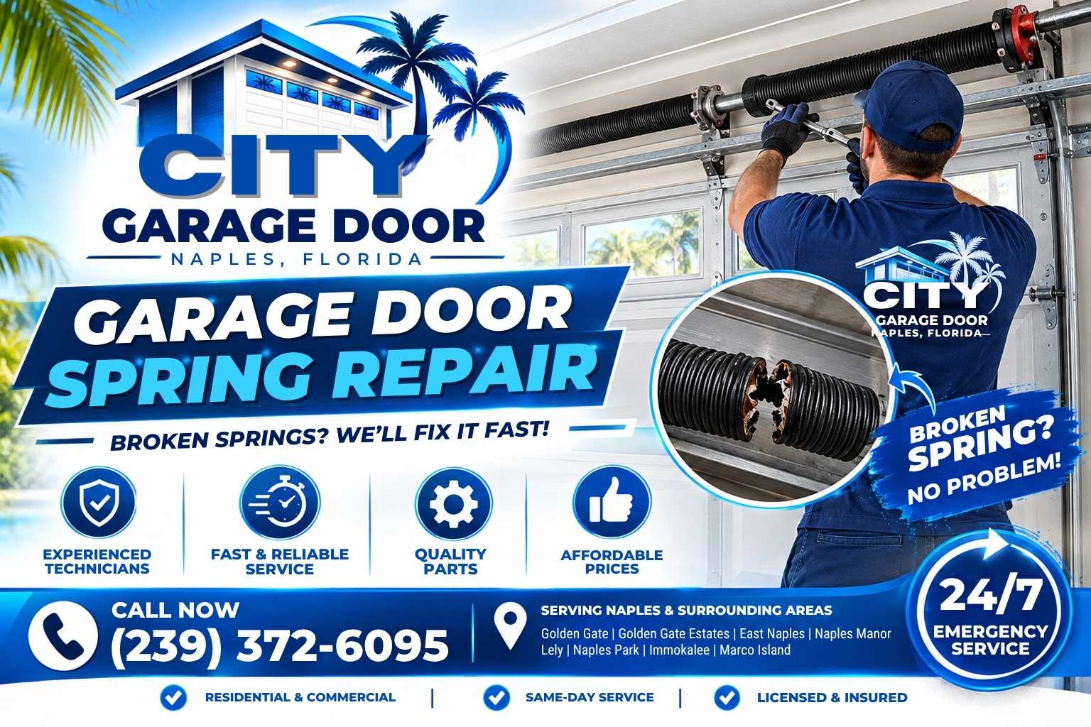 Garage door spring replacement in Naples Florida