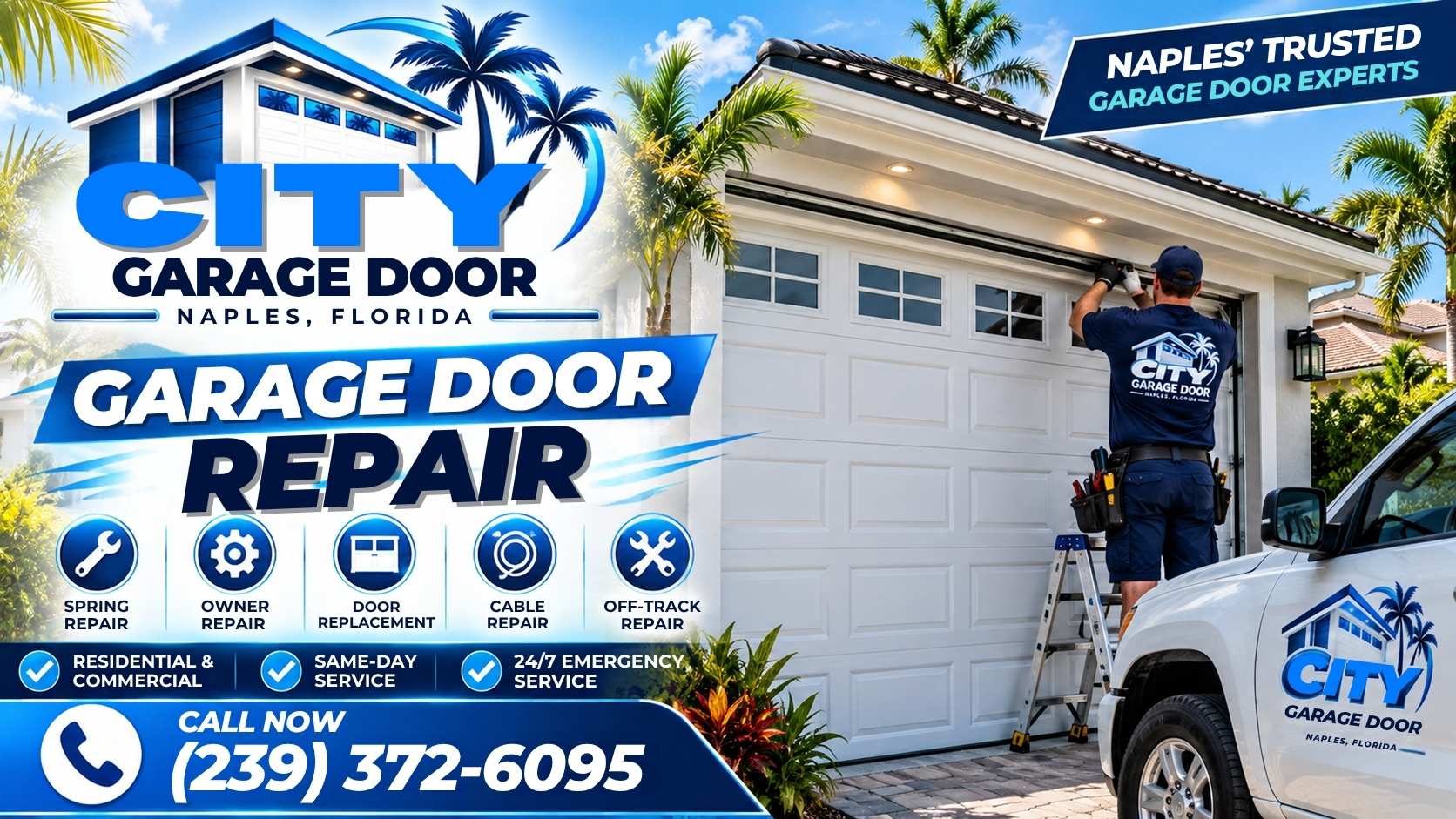 Hurricane rated garage door installation in Naples Collier County