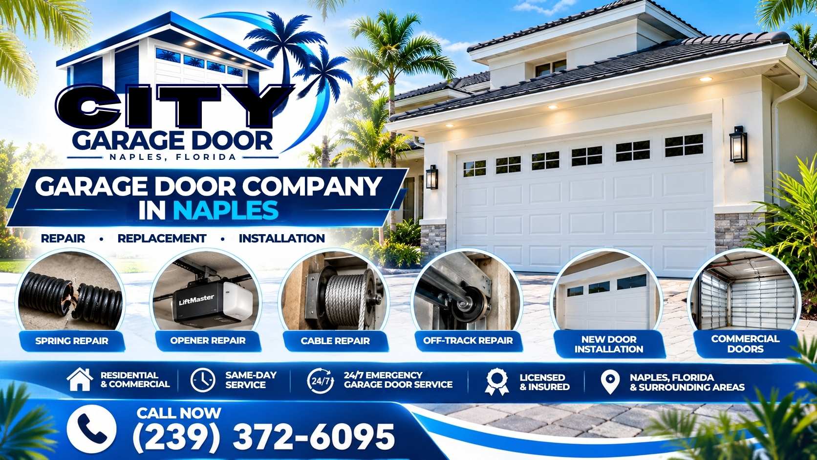 Garage Door Repair in Naples - City Garage Door technician at a Naples home